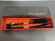 Vintage Brush and shoehorn set with plastic horse on handle with box