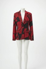 Joseph Ribkoff Abstract Print Straight Blazer Jacket Black/ Red