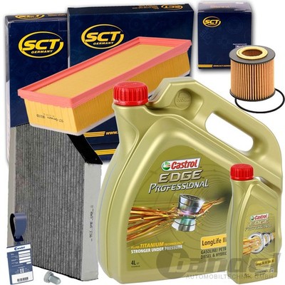 INSPEKTIONSSATZ FILTERSET+CASTROL 5W30 ÖL 2.0 TDI DIESEL für AUDI A4 B8 A5 Q5 8R
