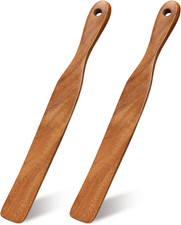 Skinny Wooden Spurtle Set for Sourdough Bread Baking Supplies Teak Wood Spatu...