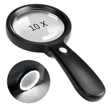 Magnifying Glass with Light, 10X Handheld Large Magnifying Glass 12 LED 