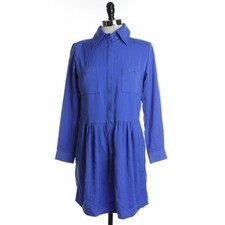 DG2 by Diane Gilman Womens XS Blue Solid Collar Shift Dress Knee-Length Sale $80