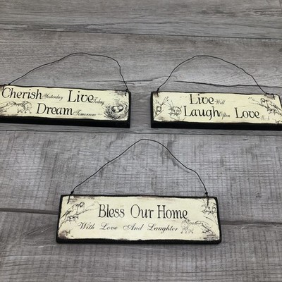 Lot Of 3 Rustic Cabin Décor Whitewashed Wood Look COTTAGECORE   Bless Our Home  