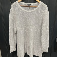 Eileen Fisher Tunic Sweater Organic Linen Cotton Crew Neck Gray Plus Size 1X