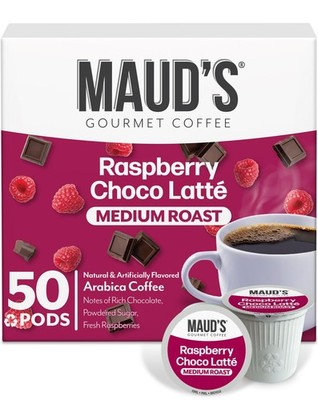 Maud's Raspberry Chocolate Coffee (Raspberry Choco Latte), 50ct. Solar Energy Pr