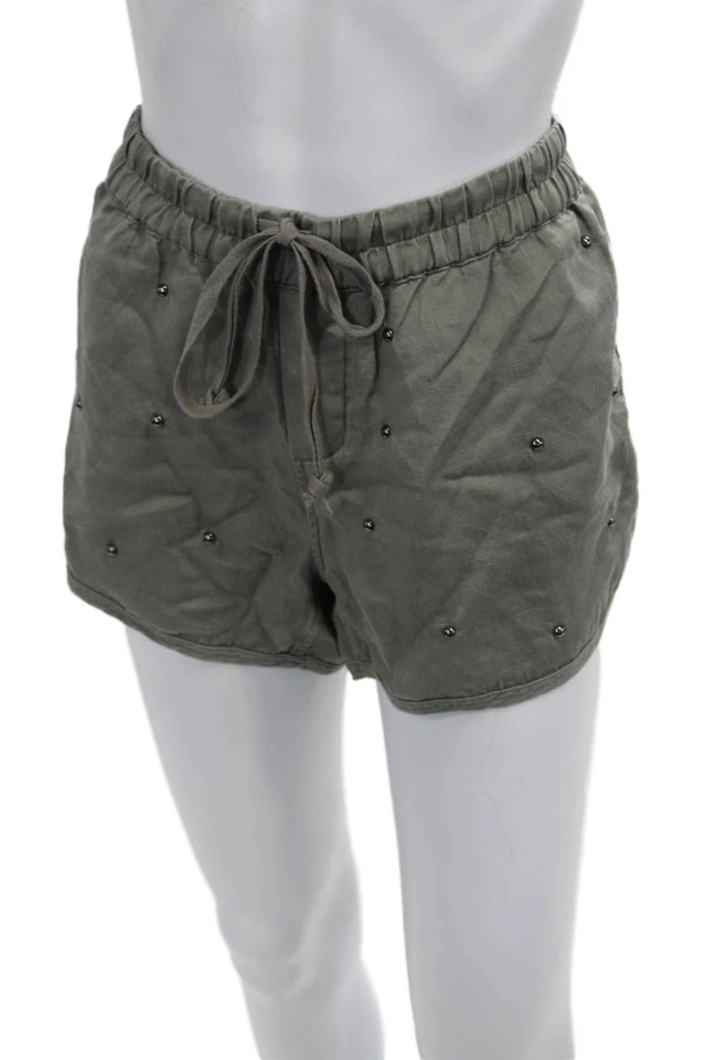 Pantalones Cortos de Sudadera Rails Unisex Verde Cordón Tencel Lino Ejército Talla M Foto 2 de 4