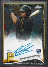 2014 Topps Chrome #GP Gregory Polanco On Card Rookie Auto Pittsburgh Pirates. rookie card picture