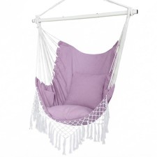 Best Hammock Chair, Hanging Rope Swing Seat with 2 Cushions,Macrame Chair Side