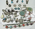 Vintage Lot Native American Southwestern Mexico Jewelry 800-Sterling Silver 275g