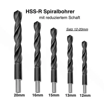 EXPERTBOHRER 5 Stück HSS Spiralbohrer Satz Bohrer Set in 12 13 15 16 20 mm reduzierter Schaft