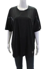 Stella McCartney Womens Short Sleeve Wide Hem Mesh Panel Top Black Size L