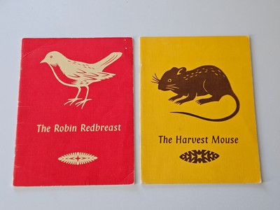 2 Rare HTF 1958 Peter Green paper cuts ROBIN REDBREAST HARVEST MOUSE Nature UK