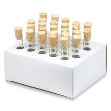 10x75mm Test Tubes with Cork Stoppers and Cardboard Rack, Borosilicate Glass,...