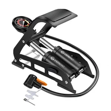 Double Barrel Bike Floor Foot Pump,Portable Air Pump Inflator Pump with 160PS...