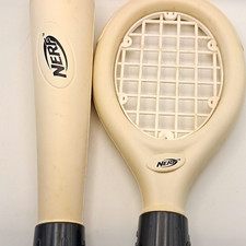 NERF Nerf Tennis Racket Plastic Toy Tennis Racquet White/Cream Black Handle