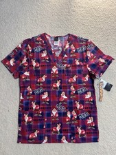 Grumpy Cherokee Scrubs Disney Tooniforms Mens V Neck Top Size Small Red