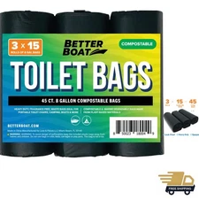 45 Portable Toilet Bags, Biodegradable 8 Gallon for 5 Gallon Buckets Human Wa...