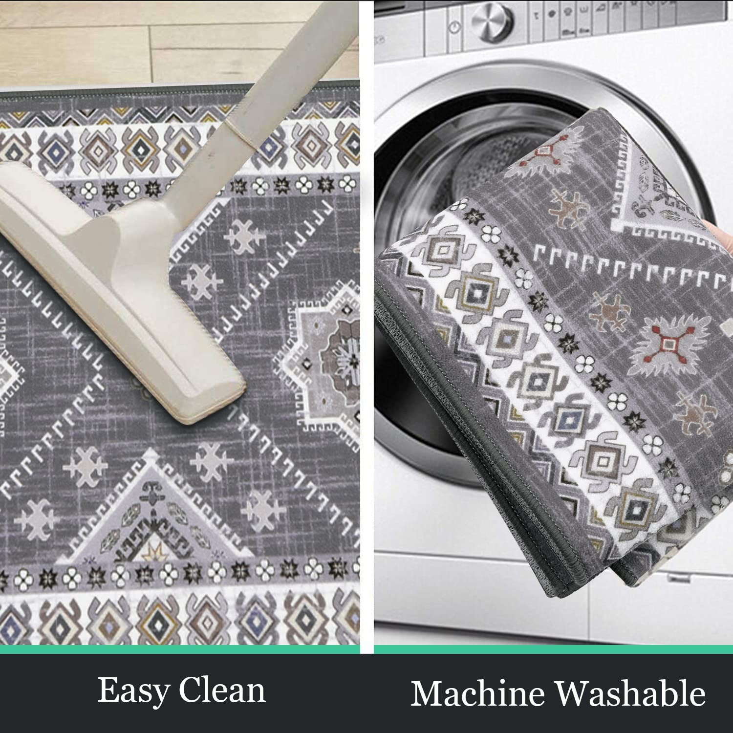 HEBE Boho Kitchen Rug Sets 3 Piece with Runner Non Slip Kitchen Rugs and Mats...