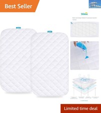 Breathable Bamboo Bassinet Mattress Pad Cover Set, 20" x 30" Fits Cribs - 2 Pack