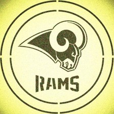 DOUBLE CIRLCE LOS ANGELES RAMS w/ TEAM NAME STENCIL SPORT FOOTBALL STENCILS