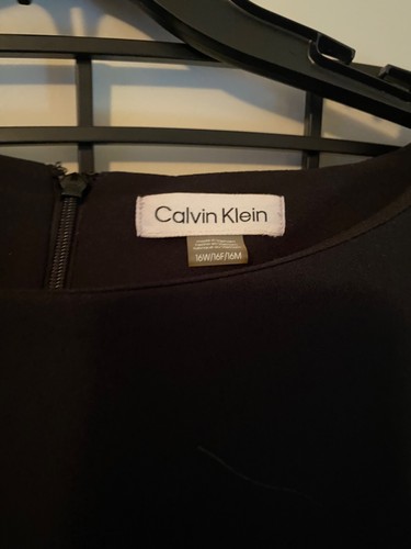 Calvin Klein Black Illusion Sleeve Slimming Sexy Sheath Dress New 16 NWT - Picture 7 of 9