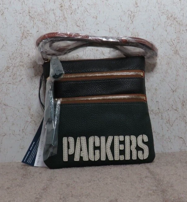 Bandolera Dooney & Bourke NFL Green Bay Packers Triple Cremallera (Bosque)-NUEVA CON ETIQUETAS