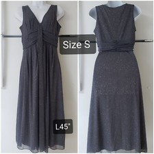Prom Party Evening Wedding Dress Silver Glittery Chiffon Size Small