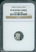 1998-W $10 PLATINUM EAGLE 1/10 Oz. STATUE of LIBERTY NGC PR69 PF69 PROOF 4150.00 per troy oz