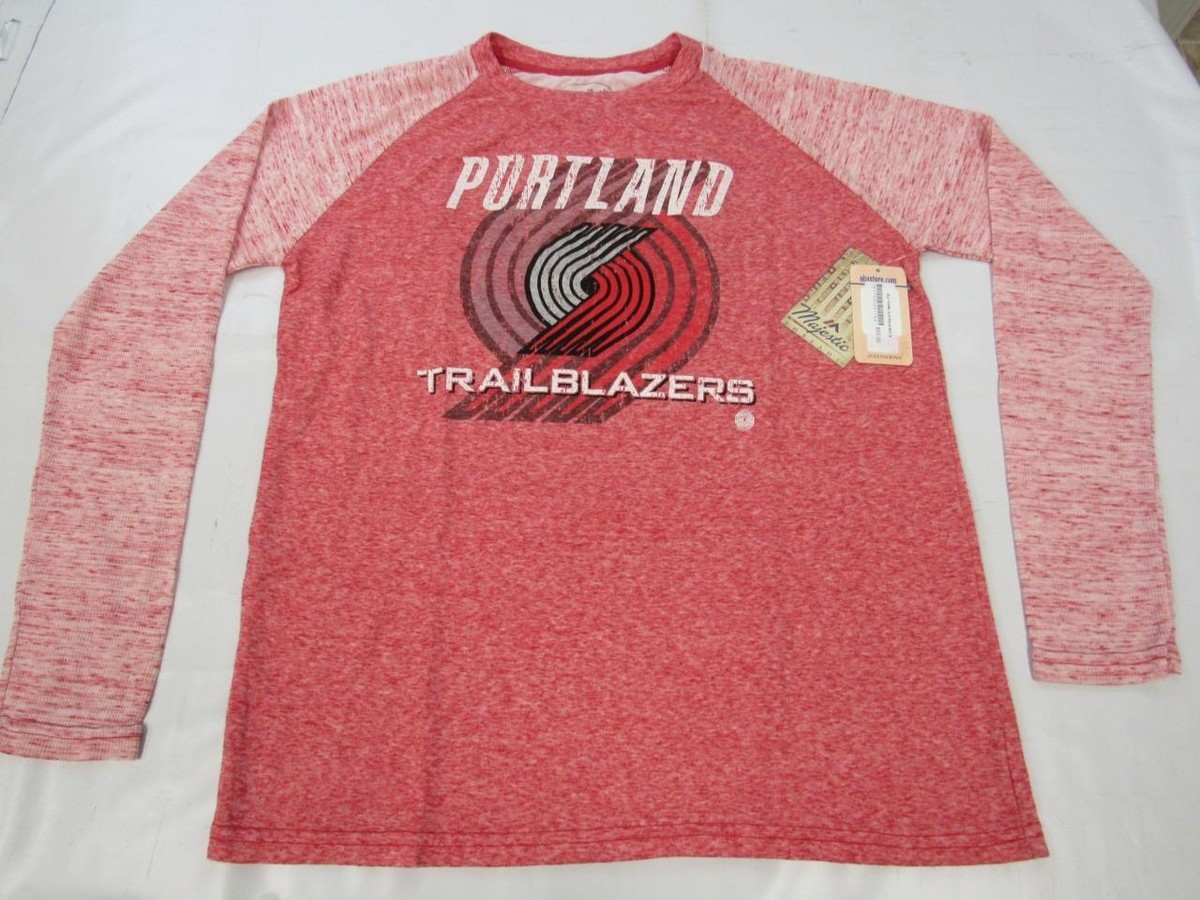 New Portland Trail Blazers Mens Sizes M-2XL Heathered Red Long Sleeve Shirt  $55