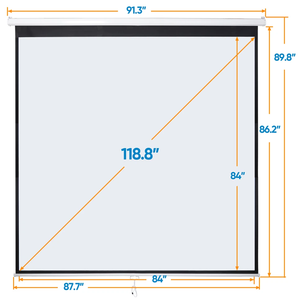 120'' Projector Screen Projection Screen Manual Pull Down HD Screen 1:1 Format - Image 2 of 4