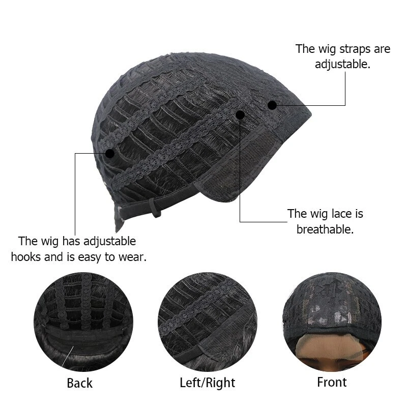 Peluca de onda profunda sintética negra de 22-30 pulgadas de largo resistente al calor natural para mujer Foto 4 de 4