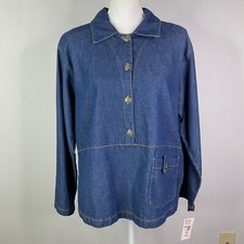 Vintage Wildflower Womens Small Blue Pullover Top Shirt Denim Cotton Made in USA
