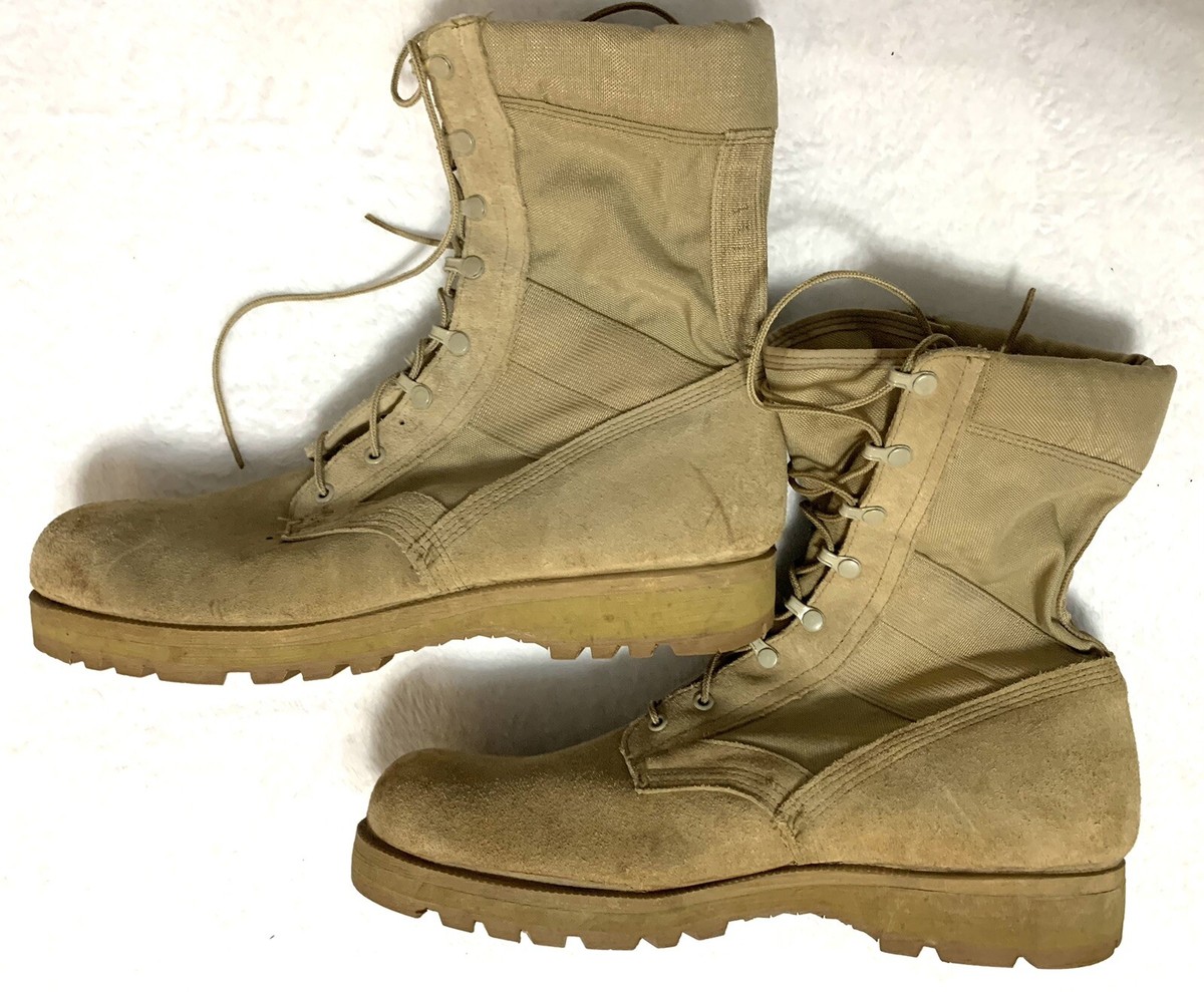WELLCO Suede Combat Tactical Boots Men 15.5 M Tan Leather Vibram