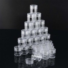 30pcs Clear Plastic Beads Storage Boxes Containers Bottles Jars with Lid 26x29mm