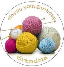 KNITTING EDIBLE ICING CAKE TOPPER / MANY SIZES