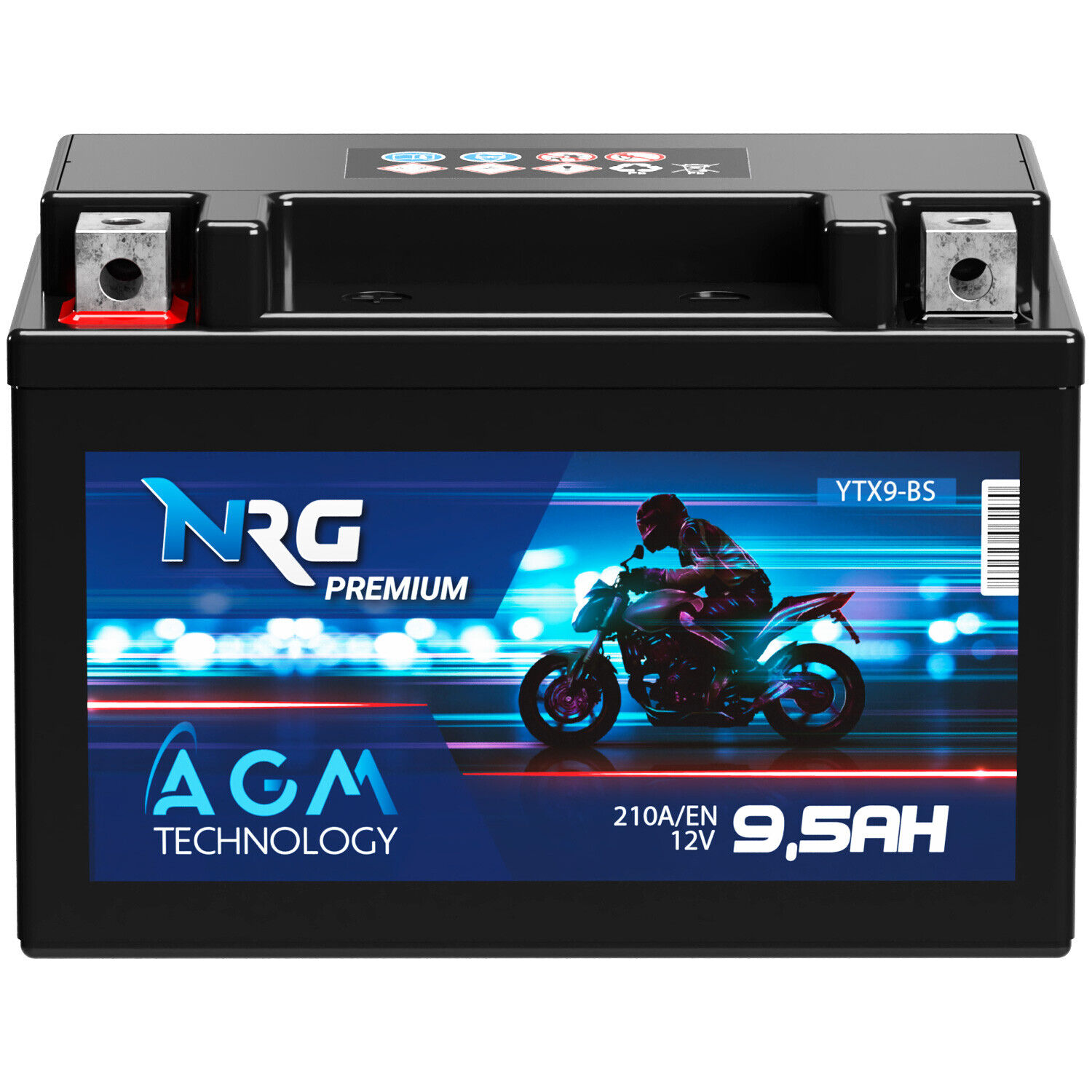 NRG YTX9-BS AGM Motorradbatterie 9,5Ah 12V ETX9-BS GTX9-BS 50812 CTX9-BS 9Ah 8Ah