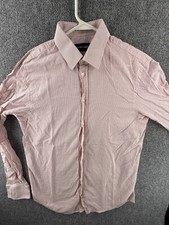 Emporio Armani Button Up Shirt Red Striped Long Sleeve Button Up Shirt 15.75