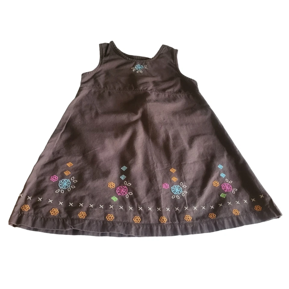 Vestido Boho BlueBeri Boulevard Niñas Bordado Sin Mangas 4T Punto Floral Marrón  Foto 2 de 4