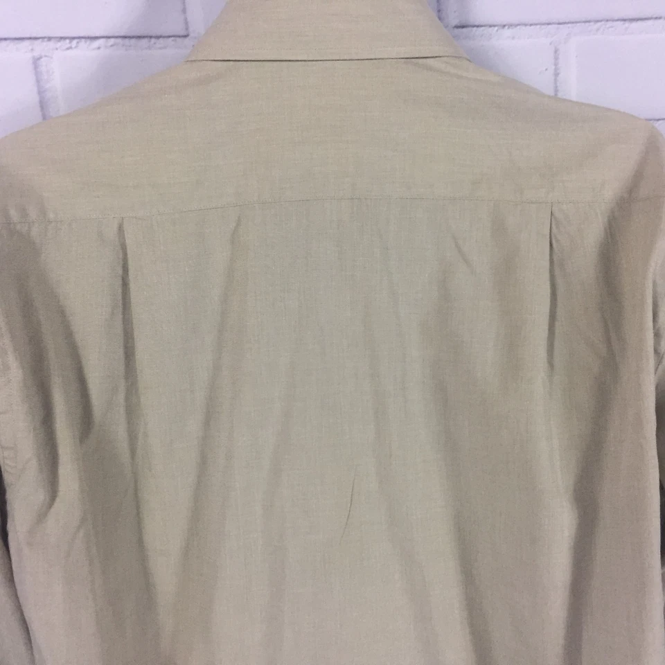 Pierre Balmain Dress Shirt Mens 14.5 32-33 Taupe Fine Combed Cotton Long Sleeve - Image 3 of 4