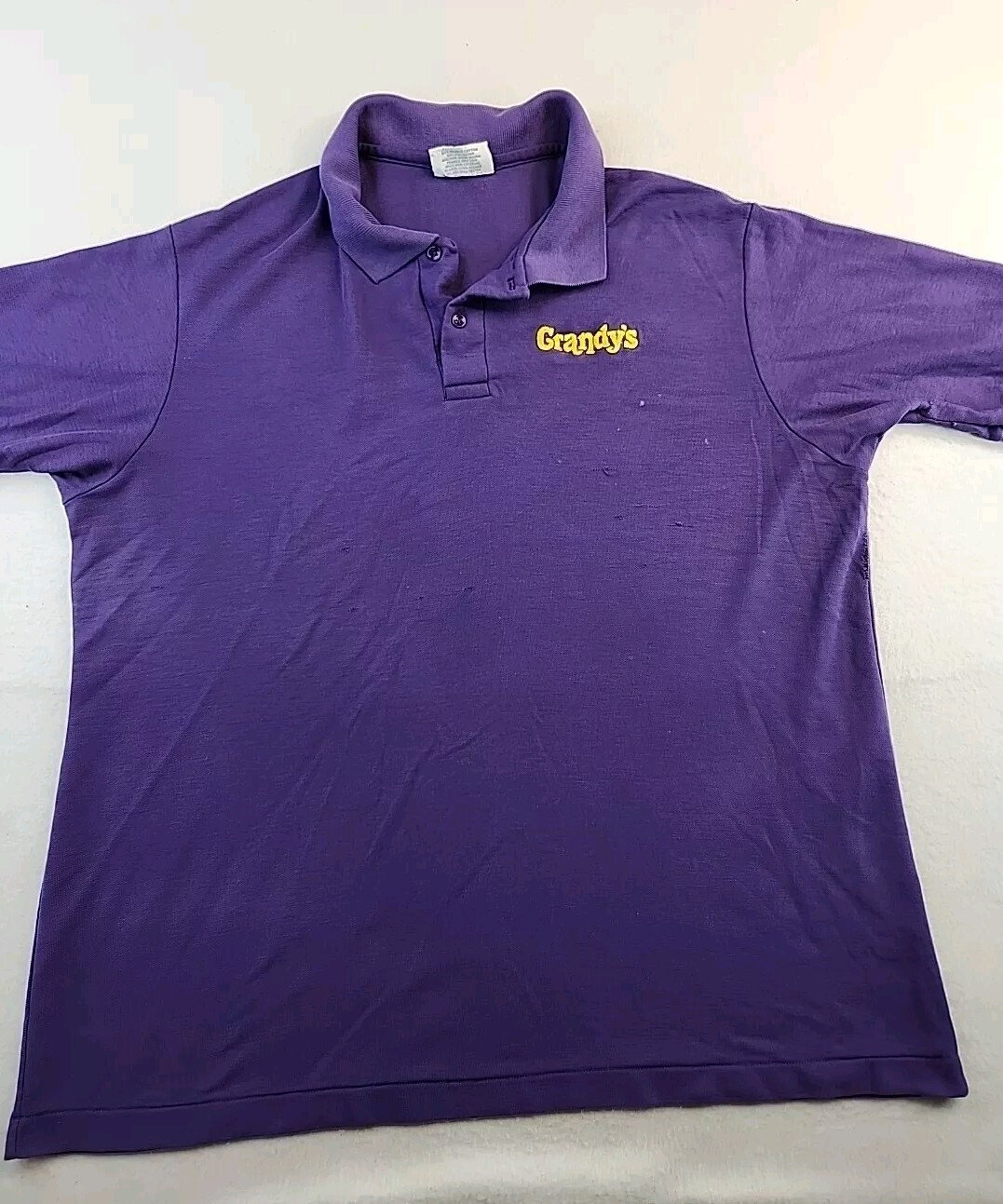 Grandys Logo Purple Distressed Polo Shirt Womens 2XL Cotton Blend Work Uniform
