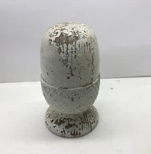 1800s Antique Wood Newel Post Finial Cap 9’’ Old White Flaky Paint…..[S2-1]