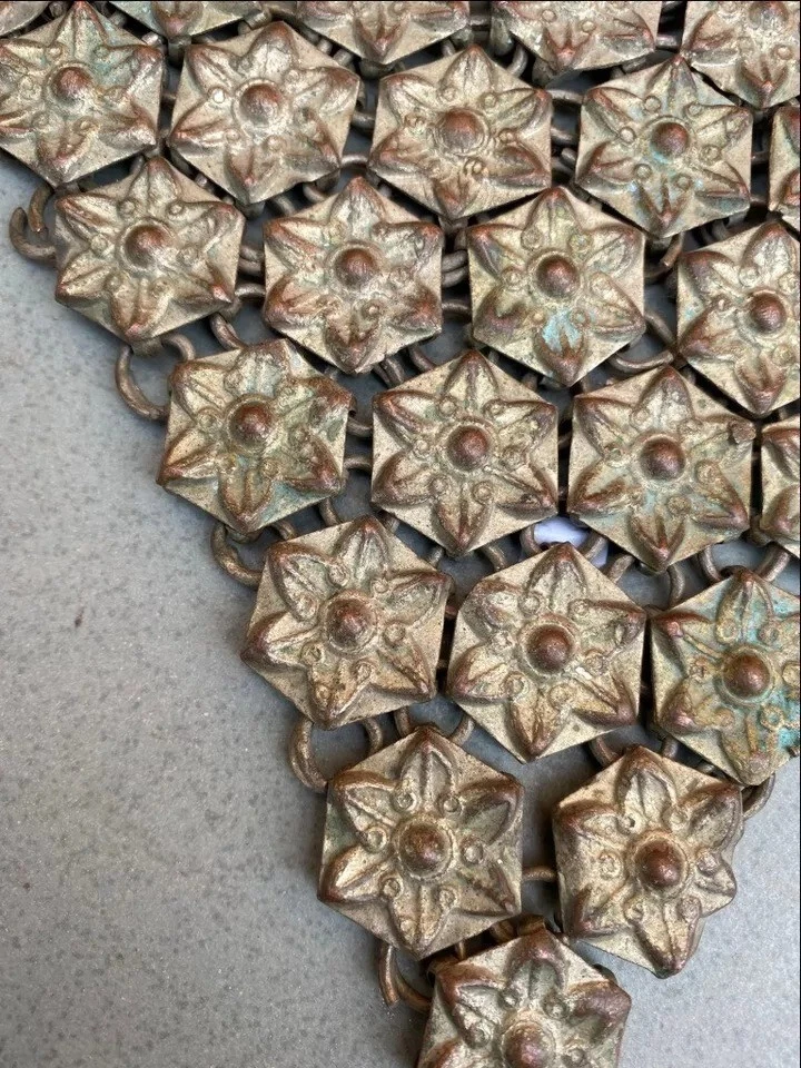 Antique Copper Gold Ethnic Horse Traditional Jewelry Accessory Floral Panel Old - Image 3 of 4