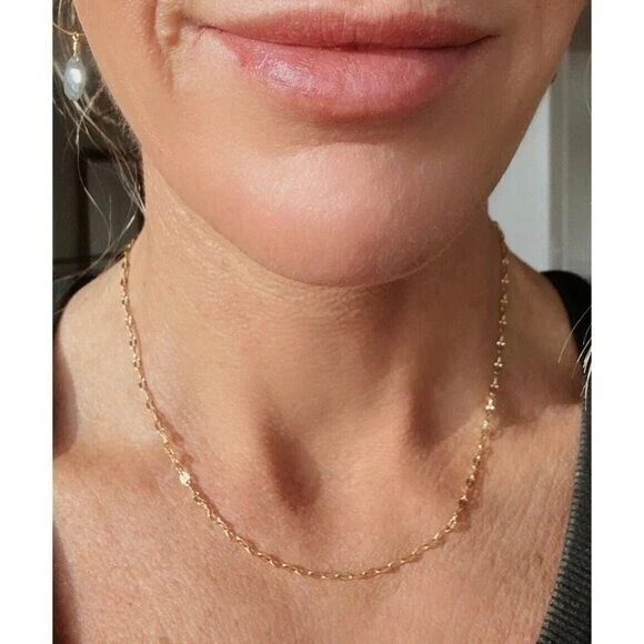 IMPERMEABLE Collar de Cadena de Oro Collar de Capas Delicada Cadena Brillante de Oro Foto 3 de 4