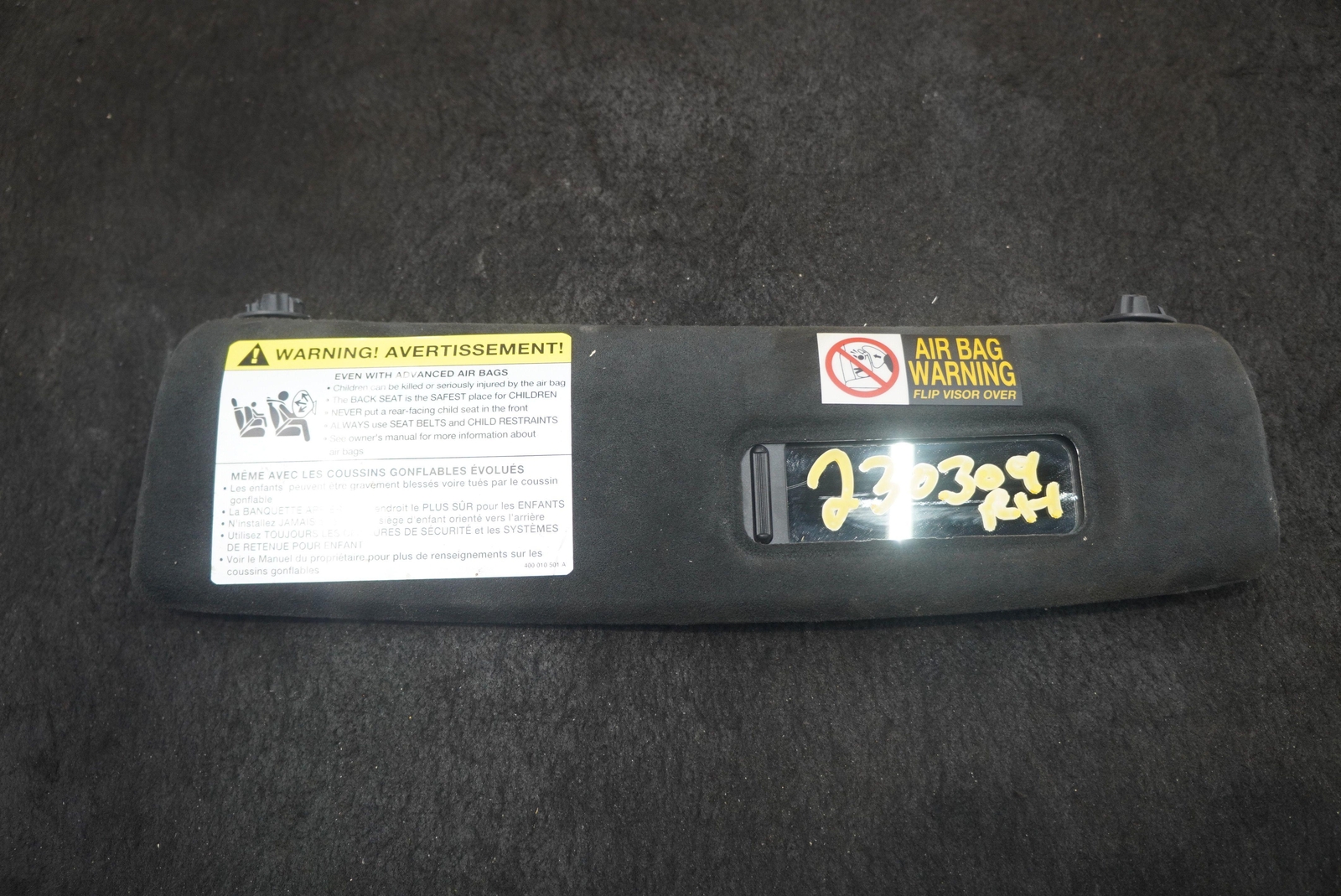 Right Passenger Sun Visor Shade Mirror Black OEM Lamborghini Gallardo Spyder 08