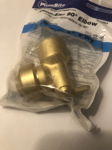 Jones Stephens 3/4" FPT PlumBite Push On Drop Ear 90° Elbow C77435LF (9/2/2020) - Picture 2 of 3