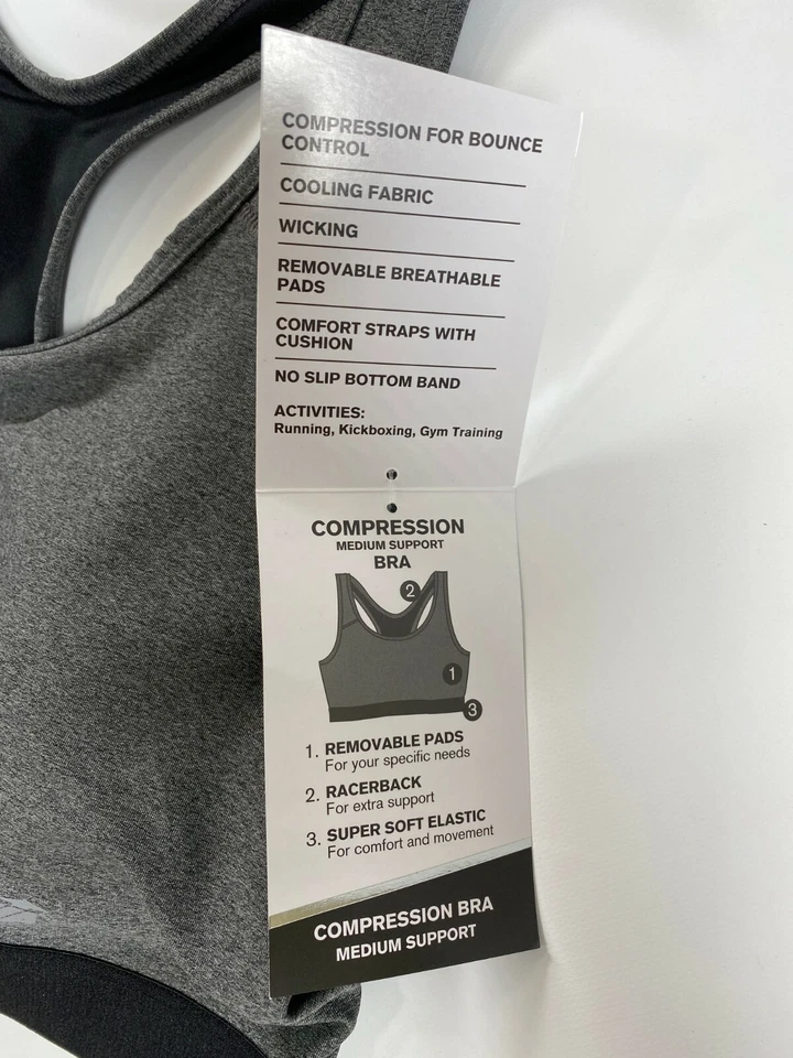 Sujetador deportivo de compresión gris Avia para mujer espalda deportiva ¡NUEVO! Nuevo con etiquetas Foto 3 de 4