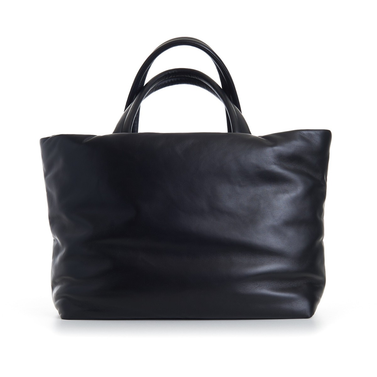 SAINT LAURENT 3290$ Black Large Wide Puffer Tote In Nappa