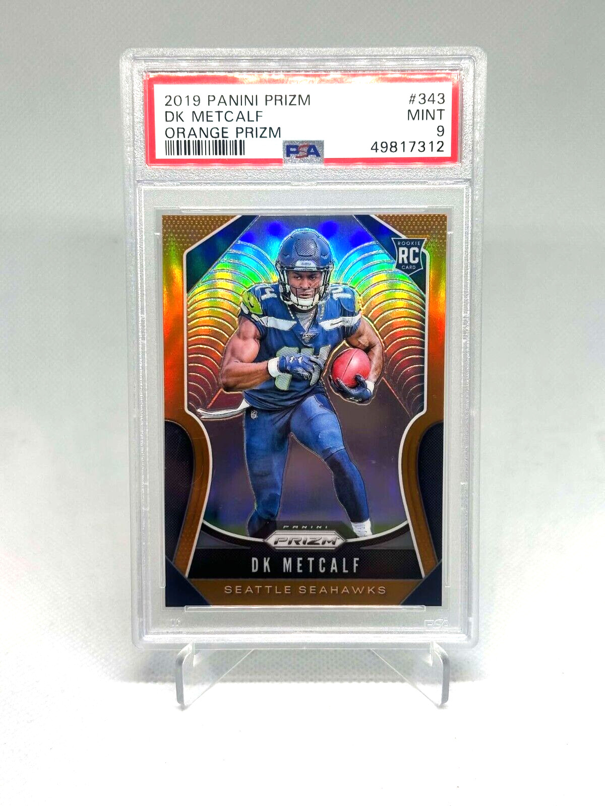 DK Metcalf 2019 Panini Prizm Orange /249 Rookie PSA 9 #343 Seahawks SN312