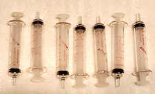 lot of 7 vintage BD GLASSPAK SYRINGES 5cc  with plastic plungers