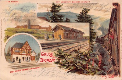 Brocken Deutschland ~ Mit Volldampf HINAUF-BAHNHOF-EISENBAHN-1901 C Bruning